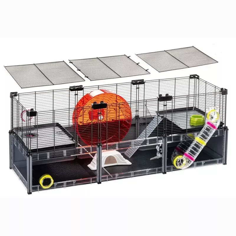 Grauzēju būris FERPLAST Multipla hamster large 107.5×37.5×42 cm, metāls, melns