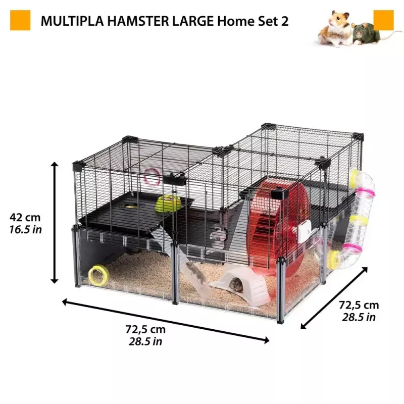 Grauzēju būris FERPLAST Multipla hamster large 107.5×37.5×42 cm, metāls, melns