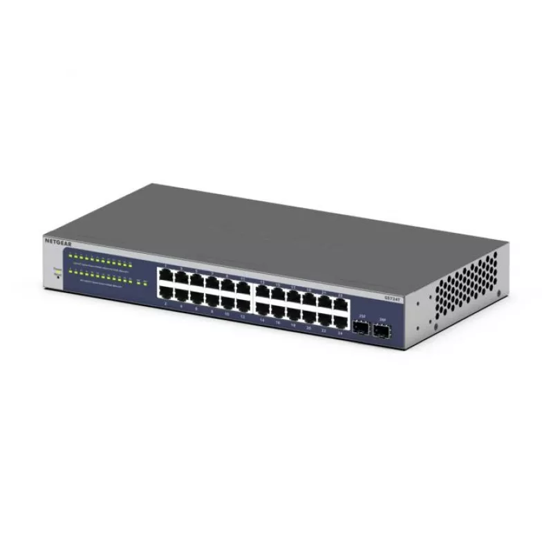 NETGEAR GS724Tv6 pārvaldāms L2+/L3 Gigabit Ethernet (10/100/1000) 1U zils, pelēks
