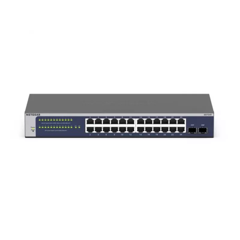 NETGEAR GS724Tv6 pārvaldāms L2+/L3 Gigabit Ethernet (10/100/1000) 1U zils, pelēks