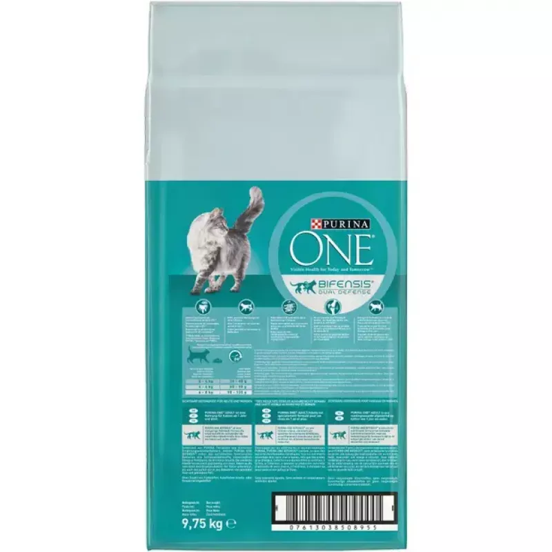 Sausā kaķu barība Purina Nestlé PURINA One 12430964, pieaugušiem kaķiem, lasis, 9.75 kg, proteīns 34%, tauki 14%