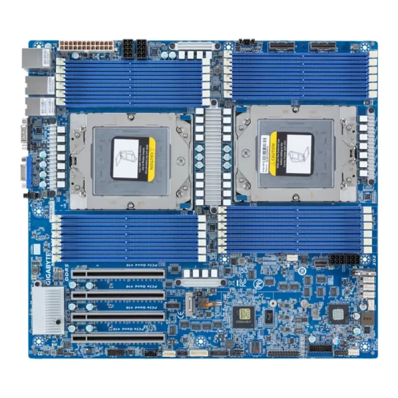 Mātesplate GIGABYTE MZ73-LM1 Extended ATX ligzda SP5 AMD EPYC 9004, 24× DDR5 DIMM, 4× PCIe x16 Gen4, 2× RJ-45