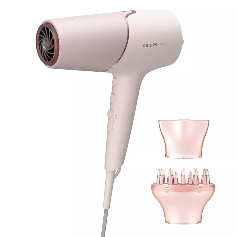 Matu žāvētājs Philips BHD530/00 2300 W, 6 ātrumi/6 siltuma iestatījumi, jonizācija, vēsās gaisa plūsmas poga, difuzors un koncentrators, rozā