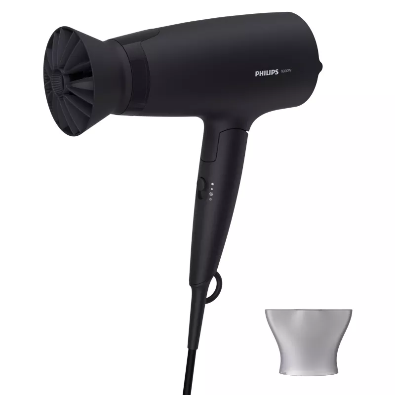 Matu žāvētājs Philips 3000 sērija BHD308/10 — 1600 W, 3 temperatūras un 3 ātruma iestatījumi, salokāms rokturis, cilpa pakarināšanai