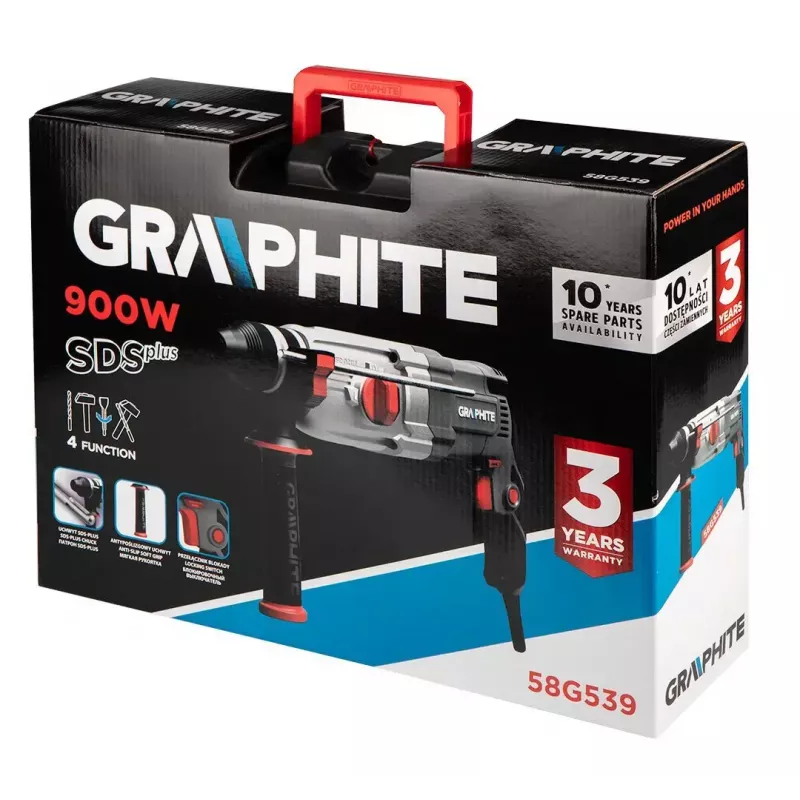 Rotējošais āmurs GRAPHITE 58G539 — viengabala, kompakta konstrukcija