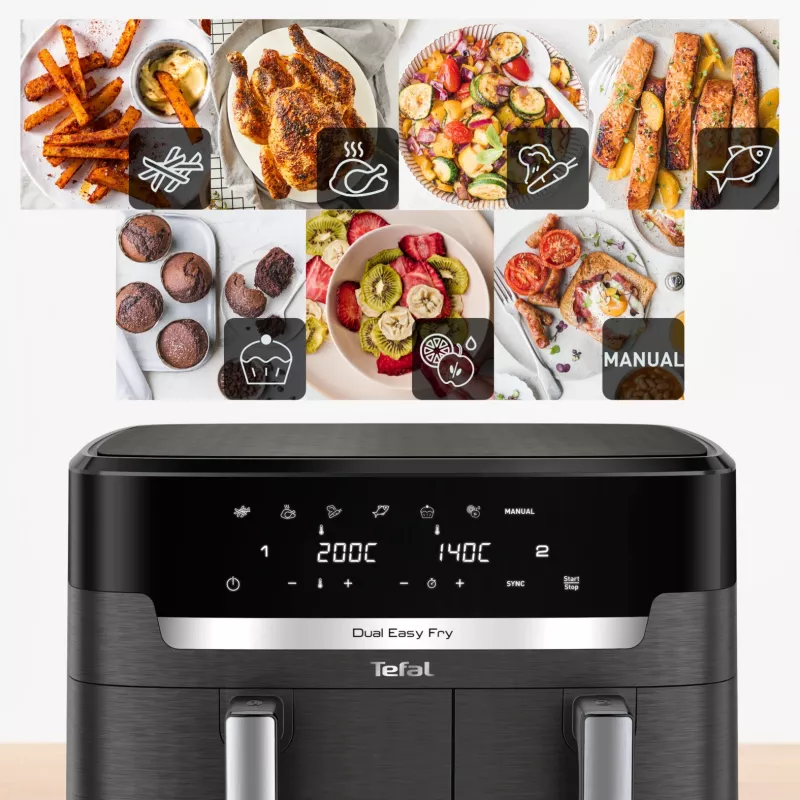 Tefal Easy Fry Dual XXL EY942HE0 fritieris Dubultā 11 L Brīvstāvošs 2020 W Karstā gaisa fritieris Pelēks