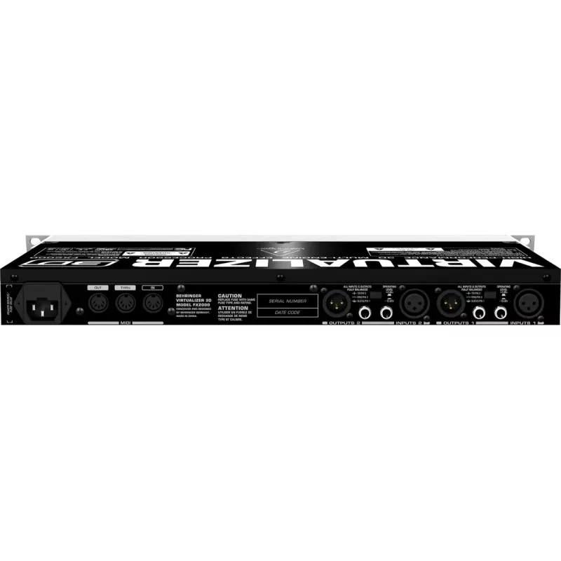 Efektu procesors Behringer FX2000, platums 44,5 mm, dziļums 483 mm, augstums 217 mm