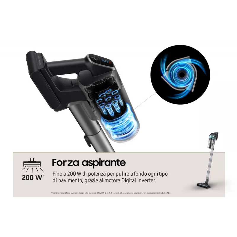 Samsung VS20B75AGR1 2-in-1 stick vacuum baterija Dry Bagless 550 W Melns, Mint colour