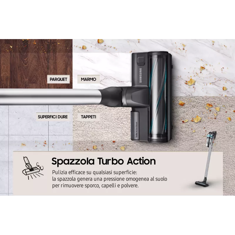 Samsung VS20B75AGR1 2-in-1 stick vacuum baterija Dry Bagless 550 W Melns, Mint colour