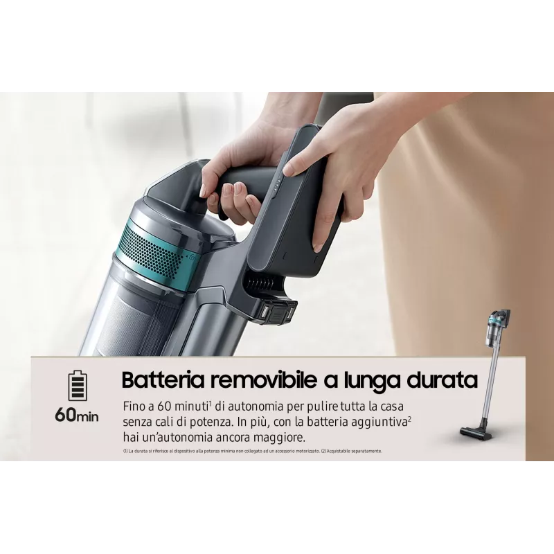 Samsung VS20B75AGR1 2-in-1 stick vacuum baterija Dry Bagless 550 W Melns, Mint colour