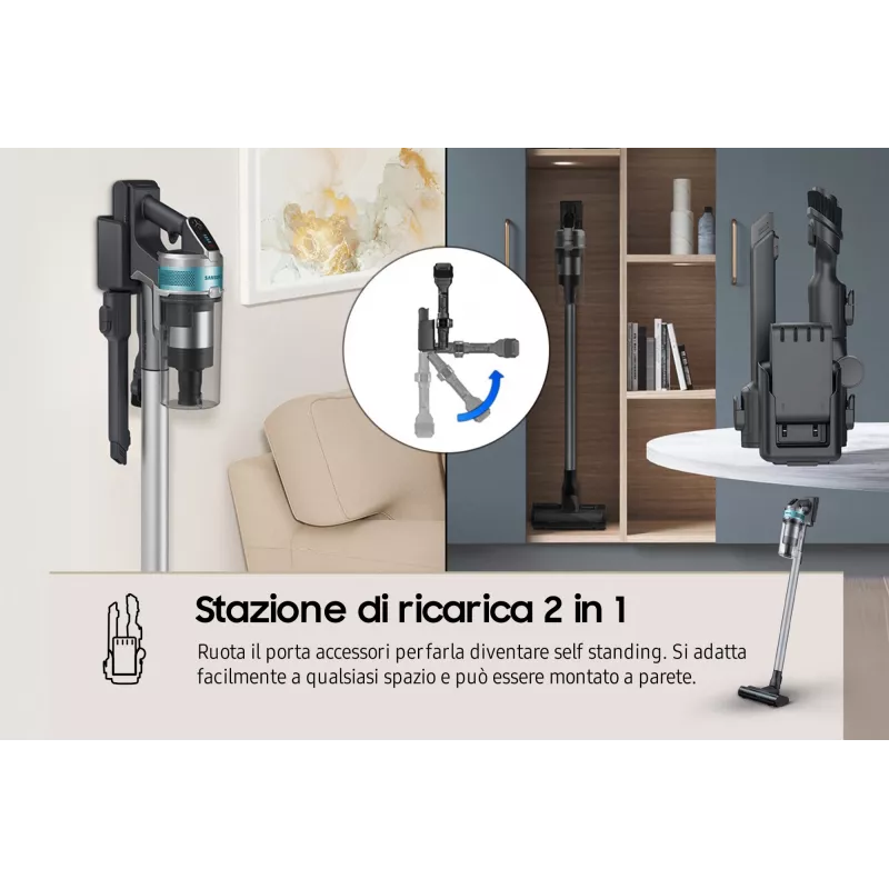 Samsung VS20B75AGR1 2-in-1 stick vacuum baterija Dry Bagless 550 W Melns, Mint colour