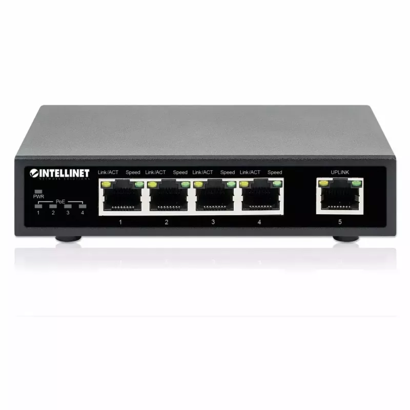 Intellinet 5 portu Gigabit Ethernet PoE+ slēdzis 62 W 4 PSE porti