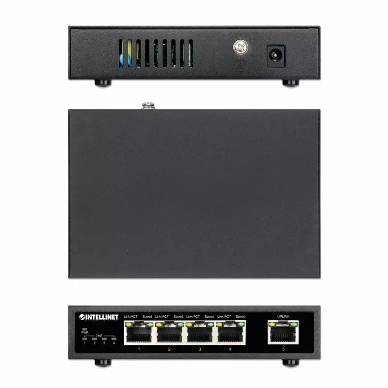 Intellinet 5 portu Gigabit Ethernet PoE+ slēdzis 62 W 4 PSE porti