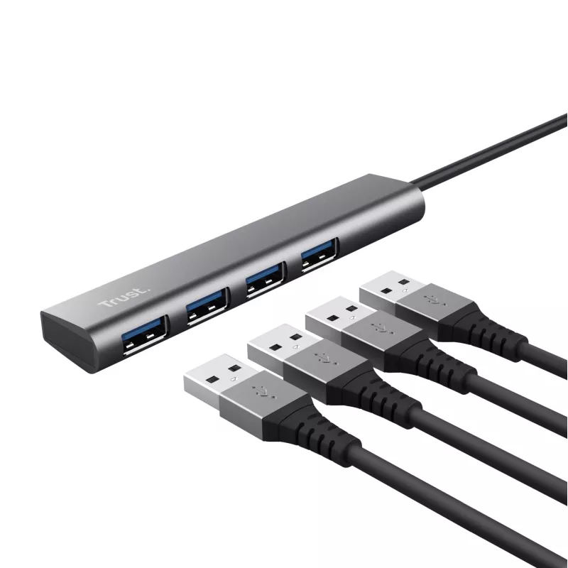 Trust Halyx USB 3.2 Gen 1 (3.1 Gen 1) Type-A 5 Mbit/s Melns, Pelēks