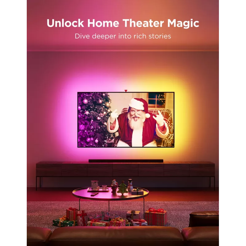 LED gaismas lente Govee Envisual TV Backlight T2 ar divām kamerām 75–85 collu televizoriem
