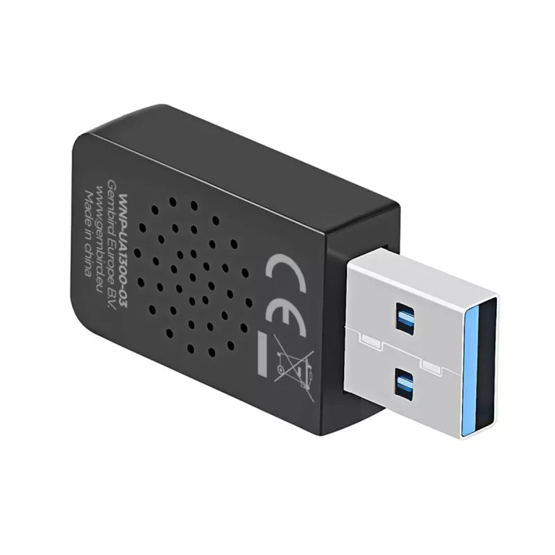 WLAN USB adapteris GEMBIRD AC1300 Dual-band Wi‑Fi 5 (RTL8812BU) 867 Mbit/s USB 3.0 Iekšējā antena Melns