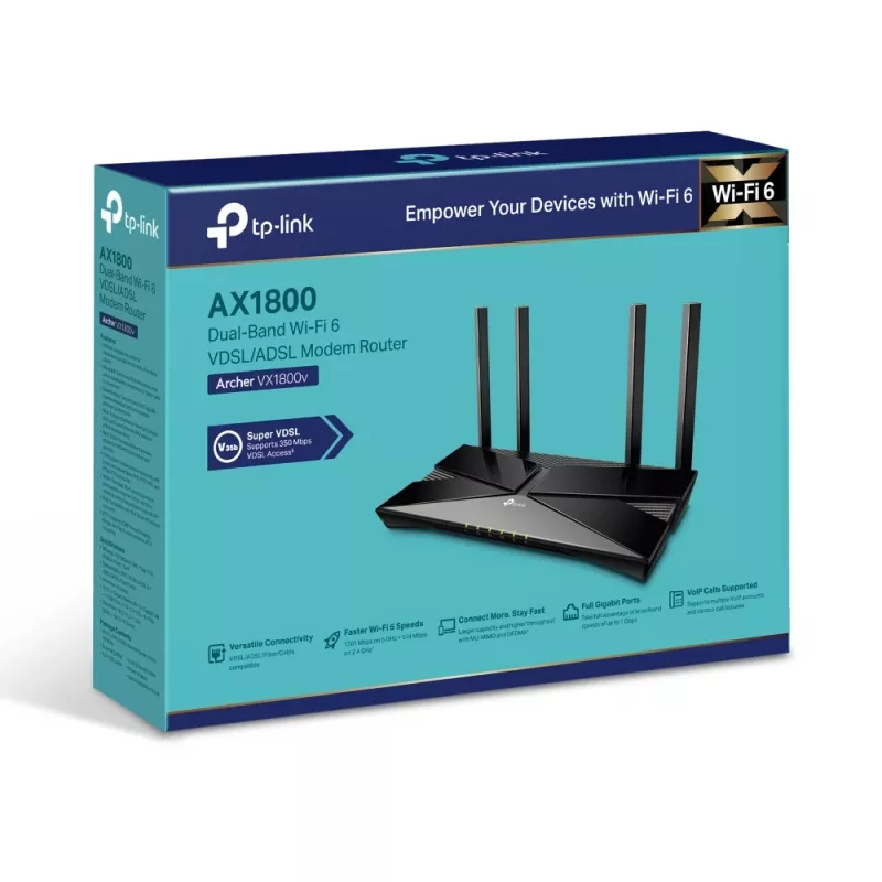 TP-Link Archer AX1800 Divjoslu Wi-Fi 6 VDSL/ADSL modema maršrutētājs