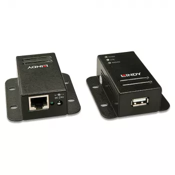 Lindy 50m USB 2.0 Cat.6 paplašinātājs, tīkla raidītājs un uztvērējs, 50 m, 480 Mbit/s, Cat5, Cat5e, Cat6, NS1021, melns
