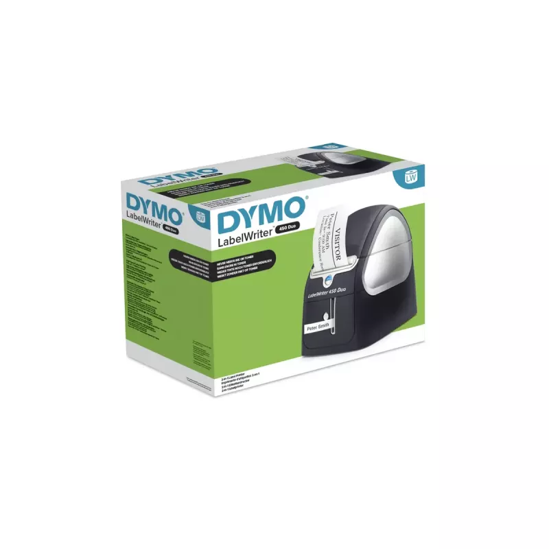 DYMO LabelWriter 450 Duo Etiķešu printeris | Tiešais termiskais etiķešu printeris | Ātra etiķešu, svītrkodu un citu druka | Drukā gan LW etiķetes, gan D1 plastikāta etiķetes
