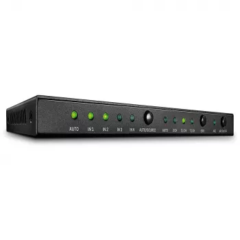 Lindy 4 Port HDMI 18G Switch ar audio, HDMI, metāls, melns, 18 Gbit/s, 3840 x 2160 pikseļi, 5.1 kanāli