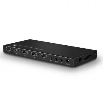 Lindy 4 Port HDMI 18G Switch ar audio, HDMI, metāls, melns, 18 Gbit/s, 3840 x 2160 pikseļi, 5.1 kanāli