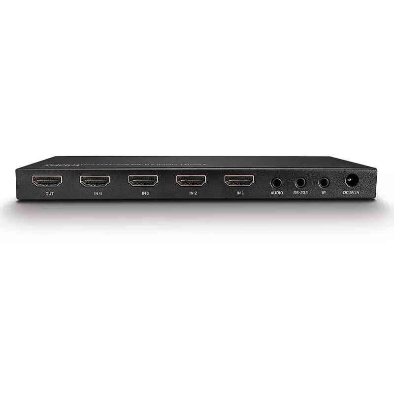 Lindy 4 Port HDMI 18G Switch ar audio, HDMI, metāls, melns, 18 Gbit/s, 3840 x 2160 pikseļi, 5.1 kanāli