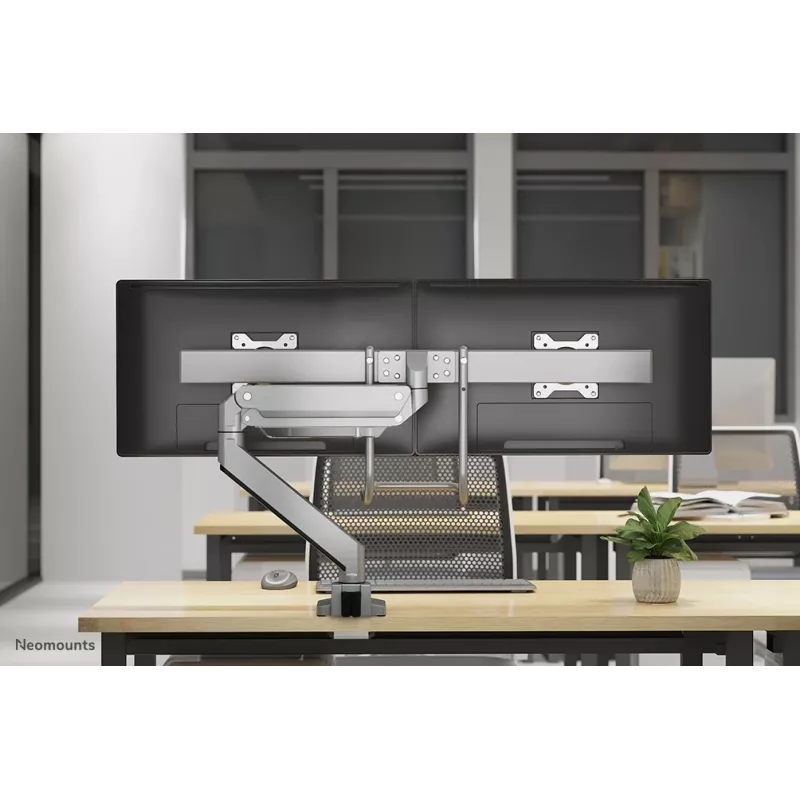 Neomounts NM-D775DXSILVER Monitora statnis 10-32 collas - gāzes atspere - augšējā stiprinājuma - 180°-apturēšana