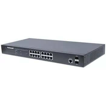 Intellinet 16 portu Gigabit Ethernet PoE+ tīmekļa pārvaldīts slēdzis ar 2 SFP portiem, IEEE 802.3at/af Power over Ethernet (PoE+/PoE) saderīgs, 374 W, Endspan, 19 collu statīva montāža