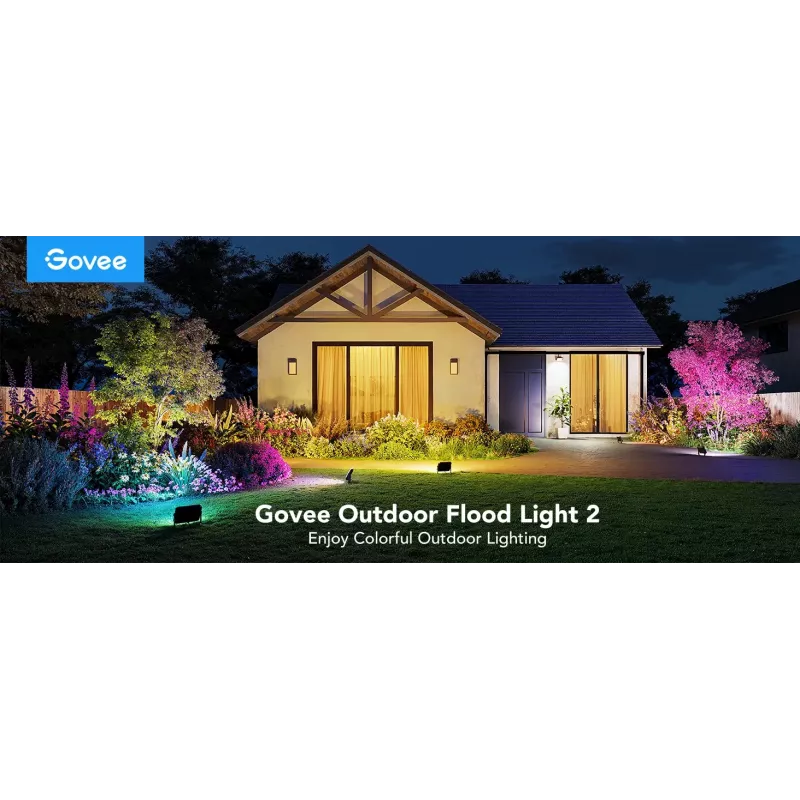 Viedais dārza apgaismojums Govee H8057 Wi‑Fi/Bluetooth, melns, 148×68.9×72.4 mm, 11 kWh/1000h
