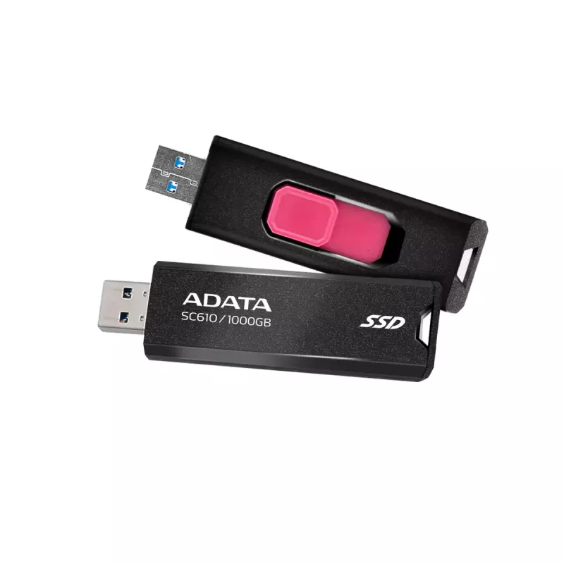 USB zibatmiņa ADATA SC610 1 TB, USB Type-A, USB 3.2 Gen 2, piedurknes formas faktors, melna, plastmasas korpuss