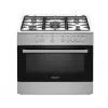Brīvi stāvoša gāzes-elektriskā plīts Ravanson KWGE-K90A Cheff, 90 cm, 5 degļu virsma (wok), elektriskā cepeškrāsns 110 l, nerūsējošais/sudraba