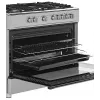 Brīvi stāvoša gāzes-elektriskā plīts Ravanson KWGE-K90A Cheff, 90 cm, 5 degļu virsma (wok), elektriskā cepeškrāsns 110 l, nerūsējošais/sudraba