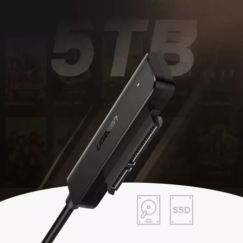 Ārējais 2,5 collu SATA III USB 3.0 korpuss UGREEN 70609 2,5 collu SATA SSD/HDD, USB-A uz SATA, 5 Gbit/s, melns