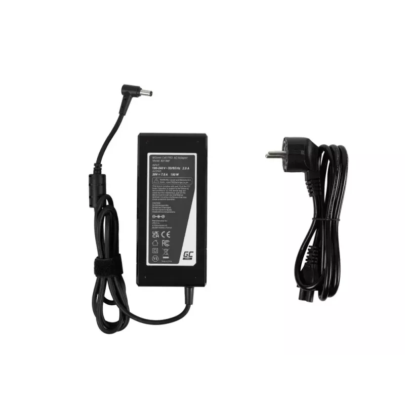Strāvas adapteris zaļa Cell AD136P universāls 150W 20V 7.5A maiņstrāvas-līdzstrāvas melns