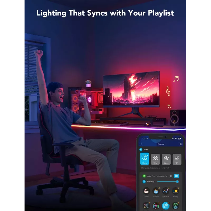 Govee H61C3 RGBIC LED lente spēļu galdam — adresējams RGBIC apgaismojums, elastīga lente