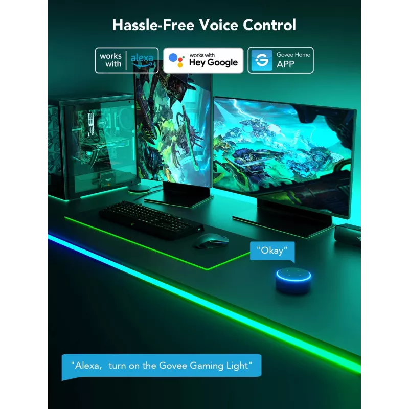 Govee H61C3 RGBIC LED lente spēļu galdam — adresējams RGBIC apgaismojums, elastīga lente