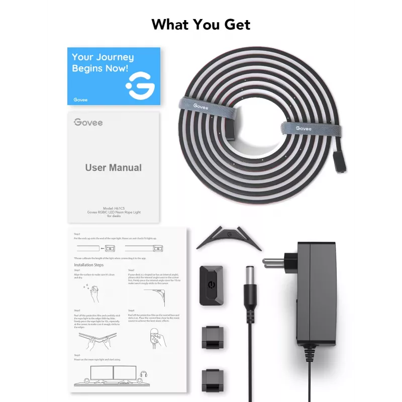 Govee H61C3 RGBIC LED lente spēļu galdam — adresējams RGBIC apgaismojums, elastīga lente