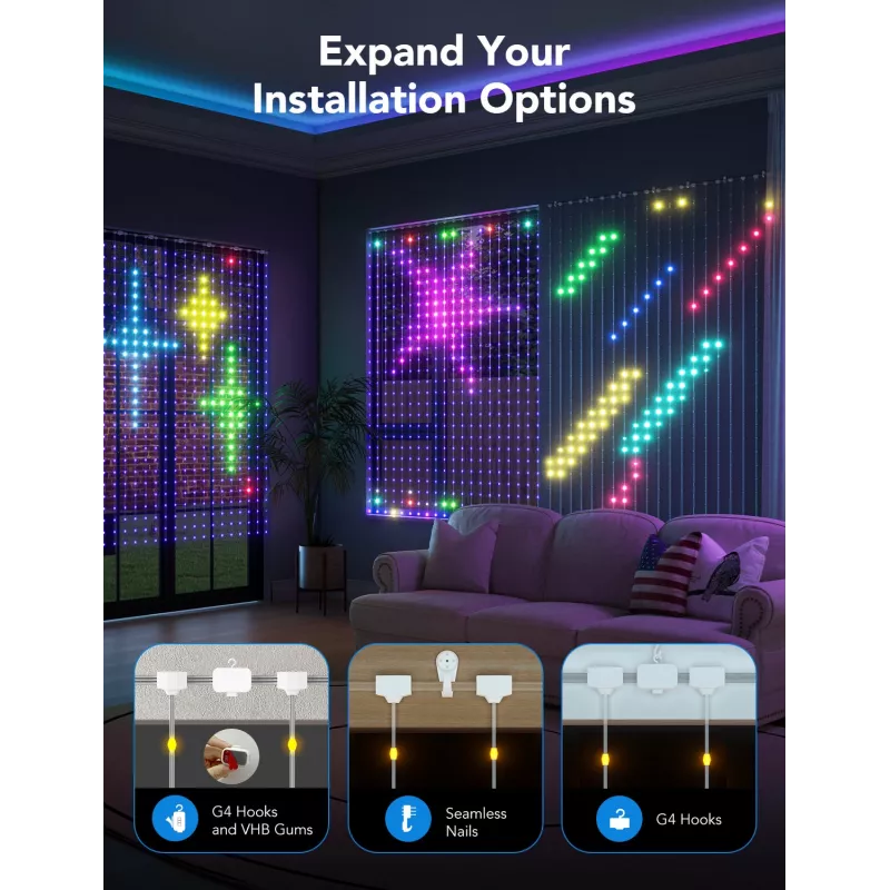 Universal strip light Govee H70B1 LED 2000 mm indoor/outdoor multi krāsu 520 spuldzes