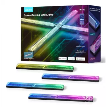 Viedā sienas gaisma Govee Gaming Wall Lights (4+1) — Wi‑Fi/Bluetooth, daudzkrāsaina, 4 gab., 370×45×30 mm