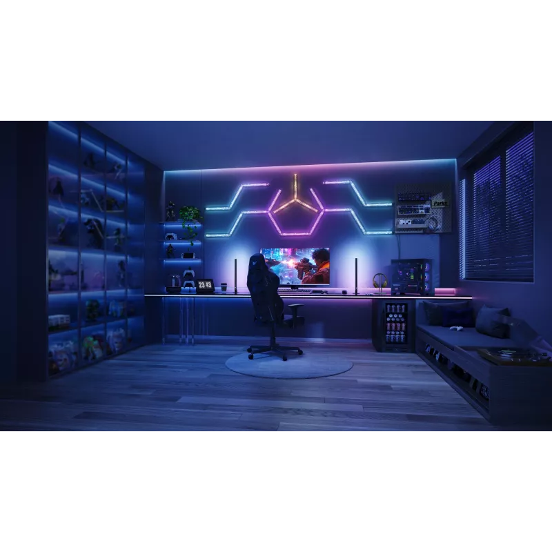 Viedā sienas gaisma Govee Gaming Wall Lights (4+1) — Wi‑Fi/Bluetooth, daudzkrāsaina, 4 gab., 370×45×30 mm