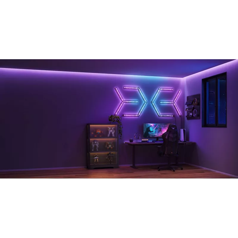 Viedā sienas gaisma Govee Gaming Wall Lights (4+1) — Wi‑Fi/Bluetooth, daudzkrāsaina, 4 gab., 370×45×30 mm