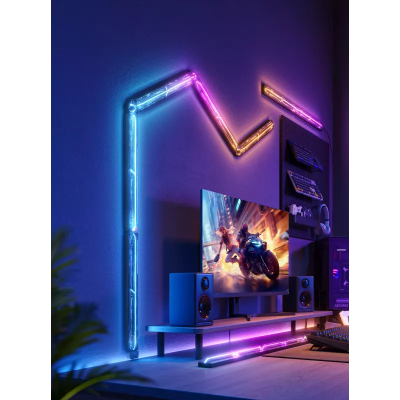 Viedā sienas gaisma Govee Gaming Wall Lights (4+1) — Wi‑Fi/Bluetooth, daudzkrāsaina, 4 gab., 370×45×30 mm