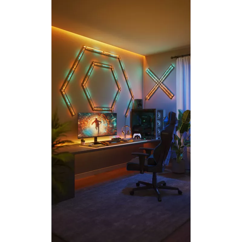Viedā sienas gaisma Govee Gaming Wall Lights (4+1) — Wi‑Fi/Bluetooth, daudzkrāsaina, 4 gab., 370×45×30 mm