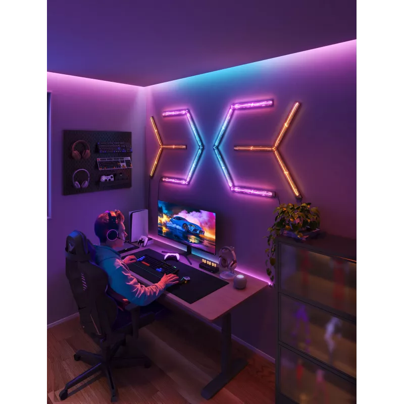 Viedā sienas gaisma Govee Gaming Wall Lights (4+1) — Wi‑Fi/Bluetooth, daudzkrāsaina, 4 gab., 370×45×30 mm