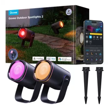 Āra prožektori Govee H7093 RGBICWW 750 lm Wi‑Fi 2.4 GHz, RGB un silti balta