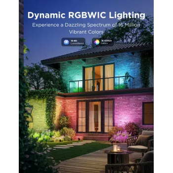 Āra prožektori Govee H7093 RGBICWW 750 lm Wi‑Fi 2.4 GHz, RGB un silti balta