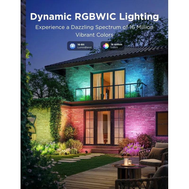Āra prožektori Govee H7093 RGBICWW 750 lm Wi‑Fi 2.4 GHz, RGB un silti balta