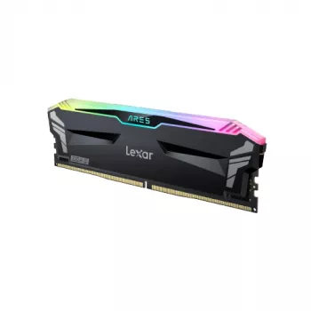 LEXAR galddatora atmiņa - DDR5 Ares 2x 16 GB 6400 CL32 1,4 V ar dzesētāju un RGB apgaismojumu - Divu moduļu komplekts, melns