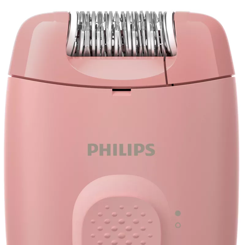 Epilators Philips BRE227/00 ar vadu rozā krāsā — masāžas funkcija, maiņstrāvas barošana, ar tīrīšanas suku