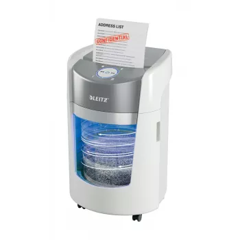 Leitz IQ OptiMax Small Office 350 Micro Cut papīra smalcinātājs, drošības līmenis P5, 22L - Balts